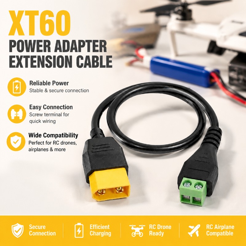 Fpv Drone Charger - Cabo Adaptador XT60 Macho-Fêmea para Bloco